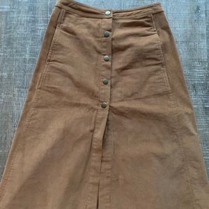 Brown corduroy a-line skirt.